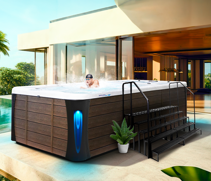 Calspas hot tub being used in a family setting - Bear